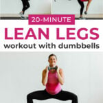 Pin for Pinterest of woman performing leg day exercises