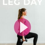 Pin for Pinterest of woman performing leg day exercises