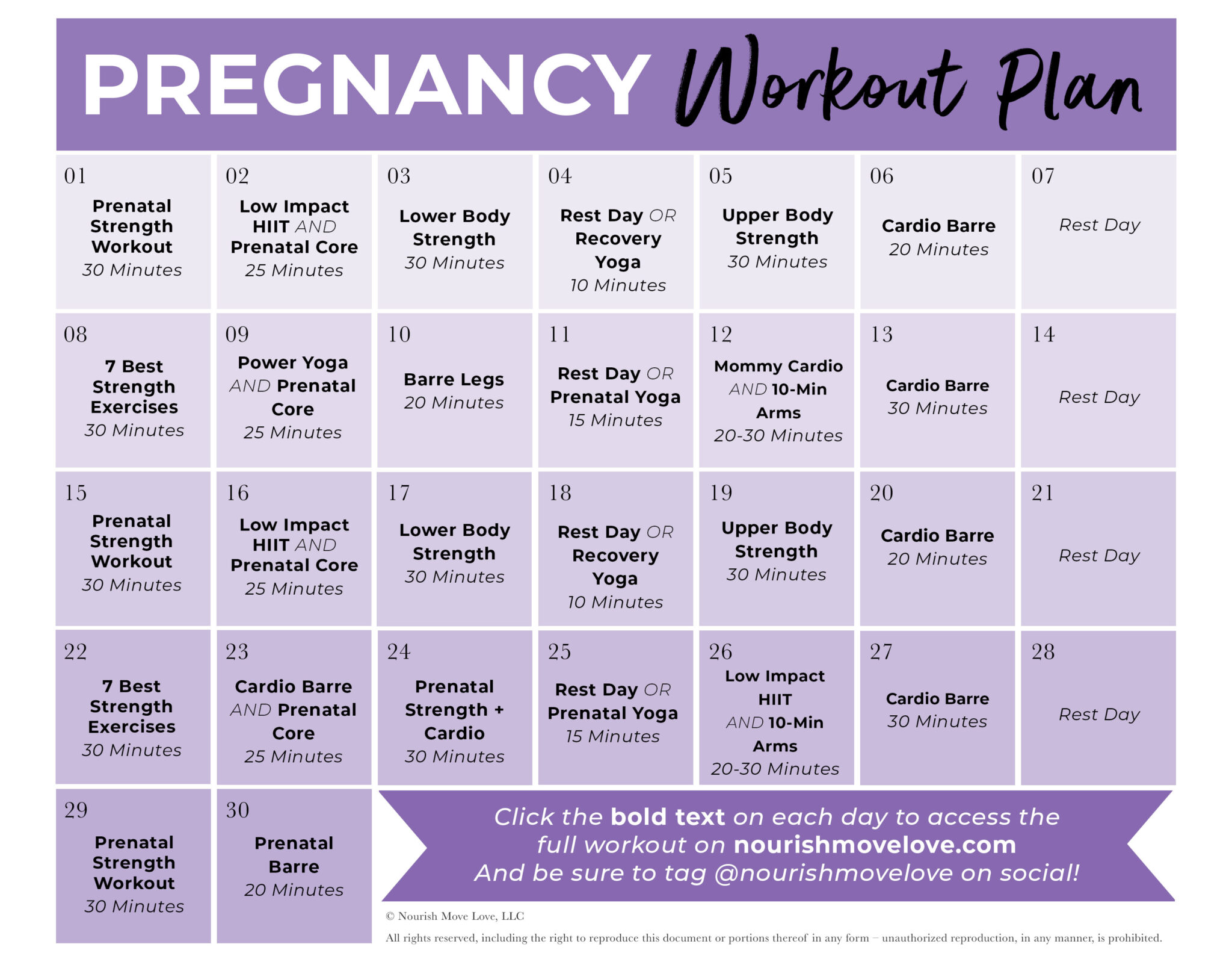 Plano de Treino de Gravidez de 30 Dias Following