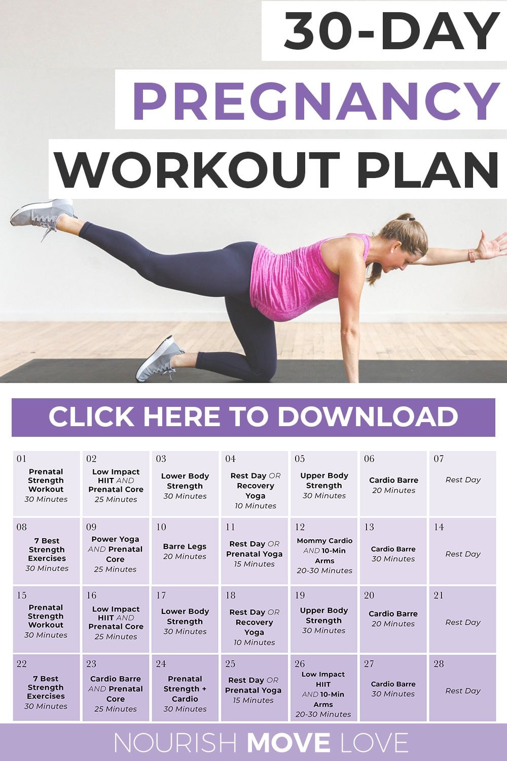 Free Pregnancy Workout Plan By Trimester Nourish Move Love
