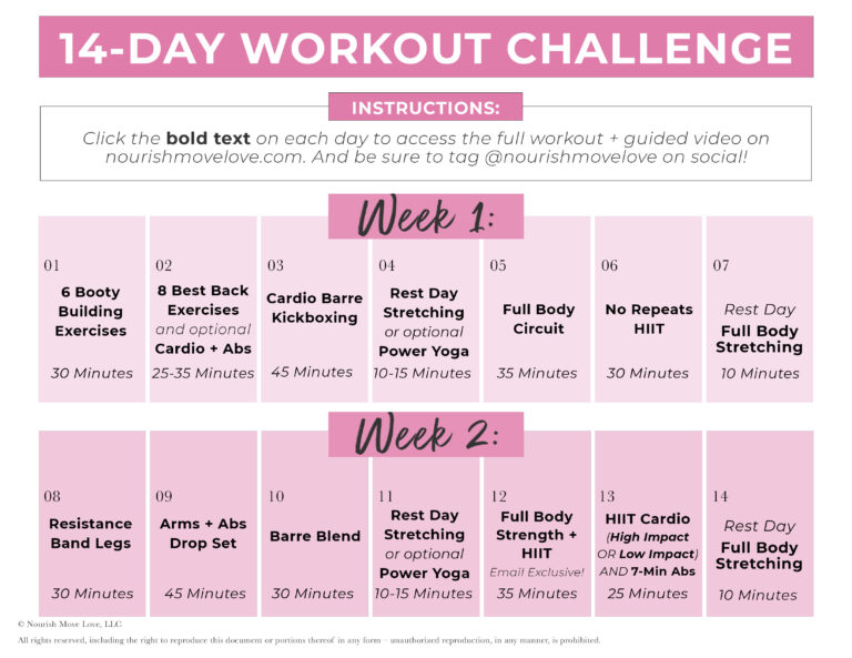 FREE 14-Day Full Body Workout Plan for Women | Nourish Move Love