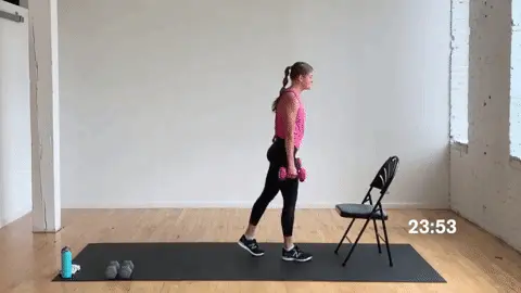single leg box step up and rear leg lift to build glute strength