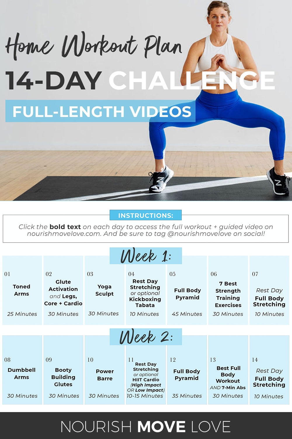 14 Day Challenge (FREE Home Workout Plan) Nourish Move Love