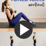 Pin for Pinterest Toned Arms Workout for Women - woman performing an overhead press