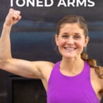 Pin for Pinterest Toned Arms Workout for Women - woman performing a flex