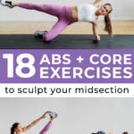 Pin for Pinterest of best ab workout for women - woman performing ab exercises