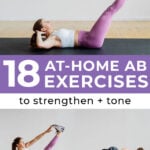 Pin for Pinterest of best ab workout for women - woman performing crunches