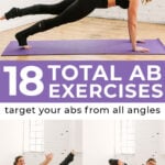 Pin for Pinterest of best ab workout for women - woman performing ab exercises