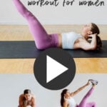 Pin for Pinterest of best ab workout for women - woman performing ab exercises