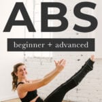 Pin for Pinterest of best ab workout for women - woman performing ab exercises