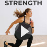 Pin for Pinterest of woman performing exercises in a full body circuit workout