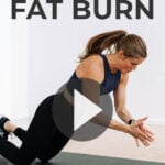 Pin for Pinterest woman performing a cardio exercise in a fat burning workout