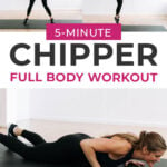 Pin for Pinterest woman performing a cardio exercise in a fat burning workout