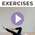 Pin for Pinterest showing postpartum woman lying on her back performing core exercises to heal diastasis recti safely