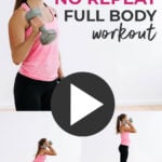 Pin for Pinterest of full body strength workout no repeats