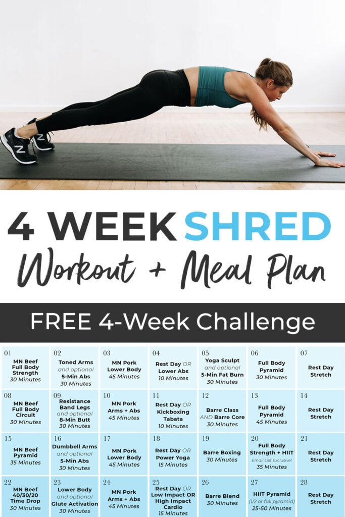 4 week shred home workout plan (and meal plan)