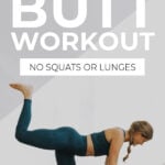 Pin for Pinterest of woman performing butt lifting exercises in a booty workout