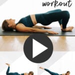 Pin for Pinterest of woman performing butt lifting exercises in a booty workout