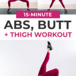 Pin for Pinterest of abs butt and thighs workout at home