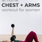 Pin for Pinterest of woman performing push day exercises in an upper body push workout