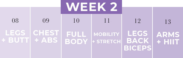 14 Day Challenge WEEK Two Workout Schedule