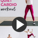 Pin for Pinterest of woman performing a low impact cardio workout for beginners