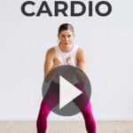 Pin for Pinterest of woman performing a low impact cardio workout for beginners