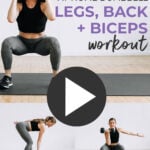 Legs, back and bicep workout pin for pinterest
