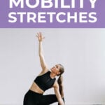 Pin for Pinterest of a woman performing a morning stretch routine