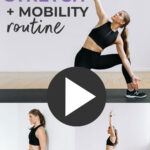 Pin for Pinterest of a woman performing a morning stretch routine