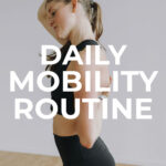 Pin for Pinterest of a woman performing a morning stretch routine