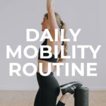 Pin for Pinterest of a woman performing a morning stretch routine