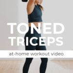 Pin for Pinterest of woman performing the best tricep exercises