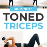 Pin for Pinterest of woman performing the best tricep exercises