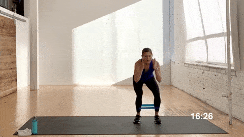 banded squats in Full Body Resistance Band Workout