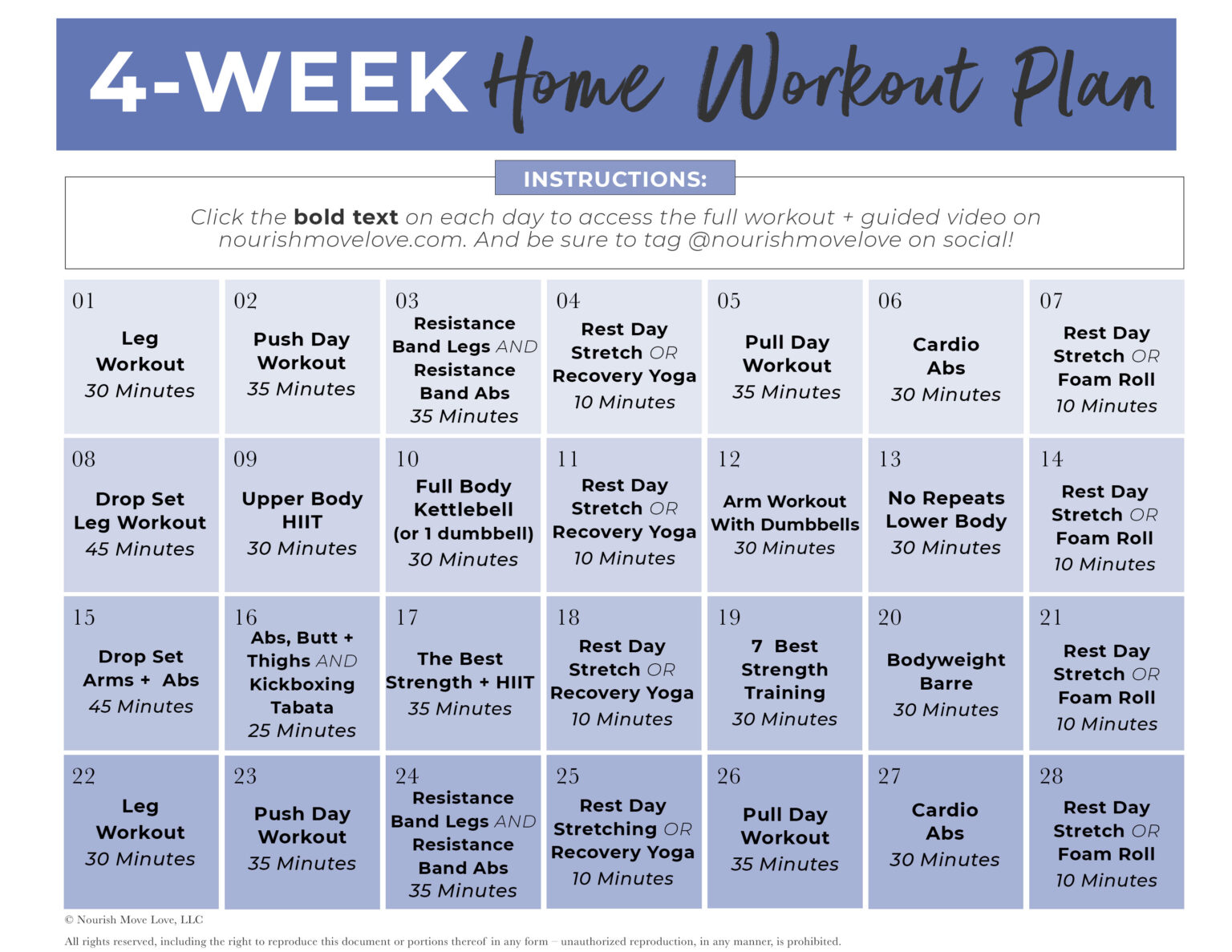 Full Body Workout Plan Printable