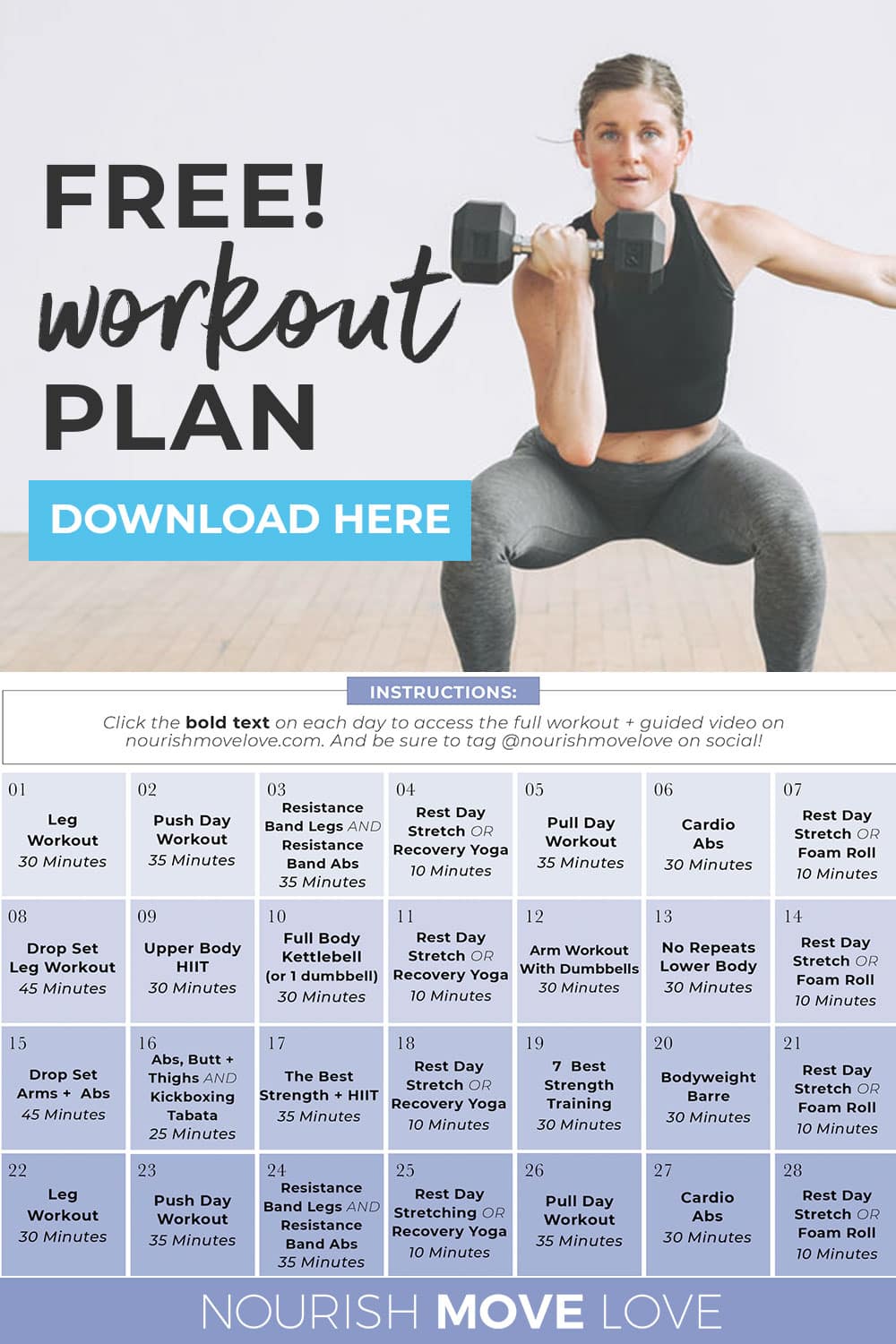 FREE 4Week Workout Plan (Videos) Nourish Move Love