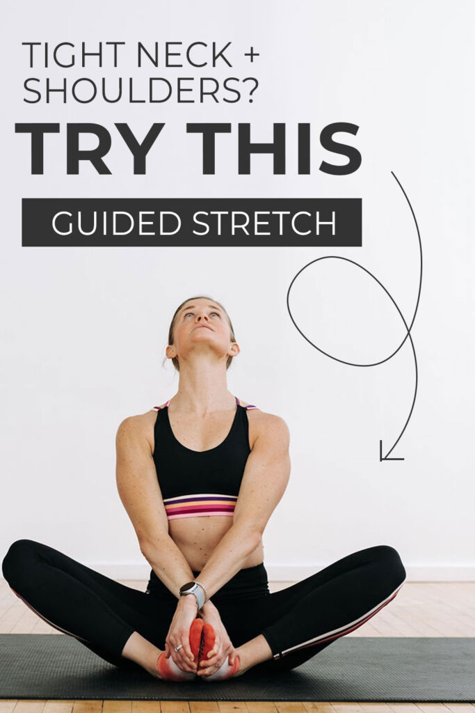 Upper body neck and shoulder stretches | pin for pinterest 