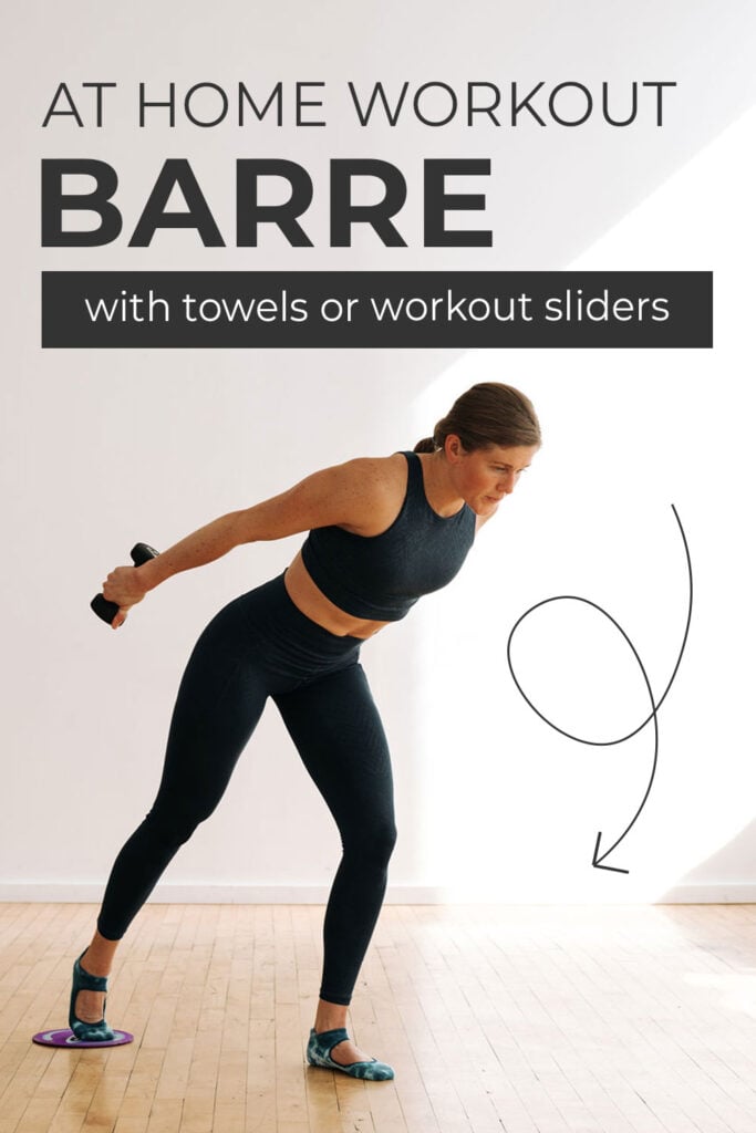 Pin for Pinterest of At Home Barre Workout with Glider Discs