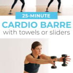 Pin for Pinterest of At Home Barre Workout with Glider Discs