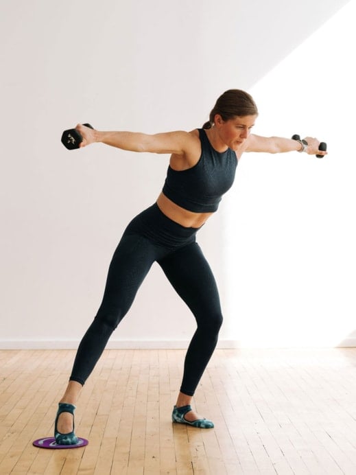 Barre Workout with Dumbbells and Workout Sliders