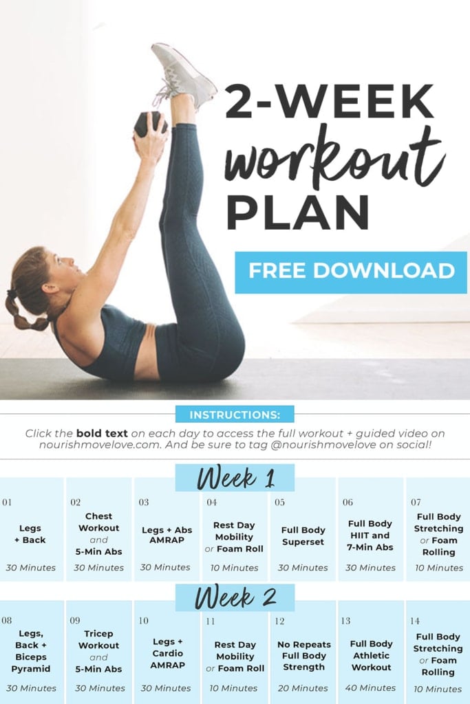 FREE 2-Week Home Workout Plan Calendar (downloadable pdf)
