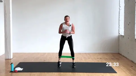 banded squat jacks | leg exercises with bands