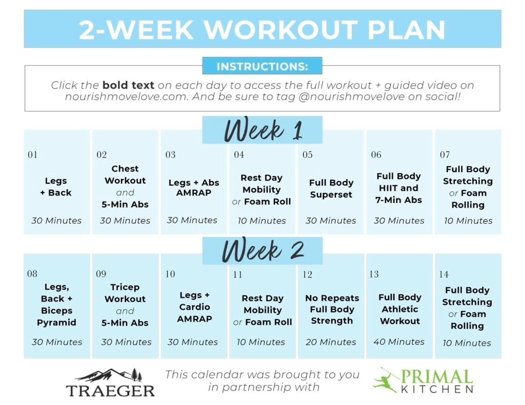 2 Week Workout Plan and Meal Plan