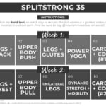 SplitStrong 35 Workout Program Calendar Graphic | calendar with clickable links to each daily workout