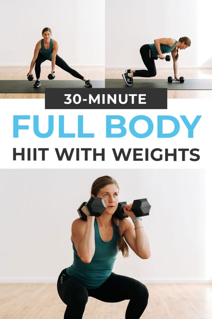 Full Body Dumbbell HIIT Workout with weights | pin for pinterest