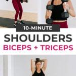 Pin for Pinterest of Shoulder, Bicep and Tricep Workout