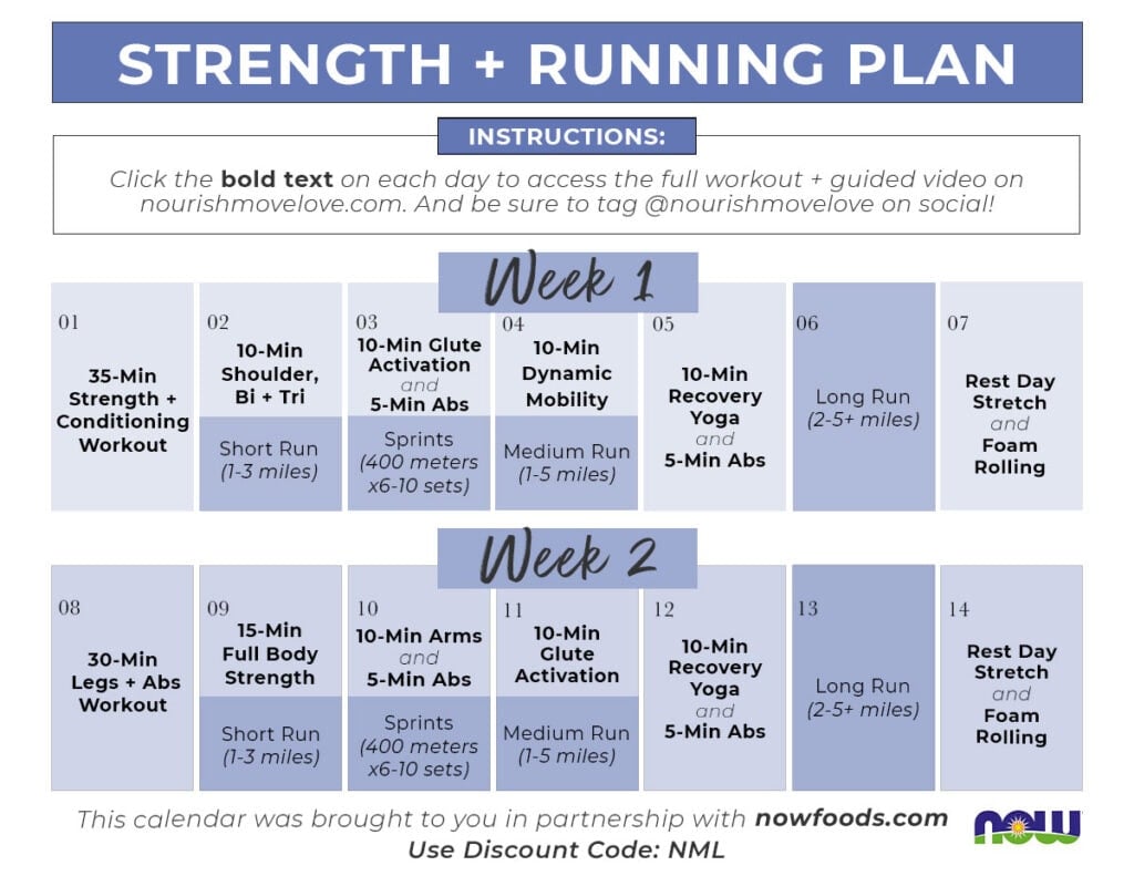 Strength Training for runners | 2 week running workout plan with strength training