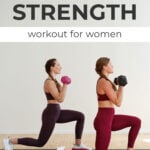 Pin for Pinterest of 15 minute full body strength workout