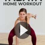 Pin for Pinterest of woman performing bodyweight exercises in a tabata workout